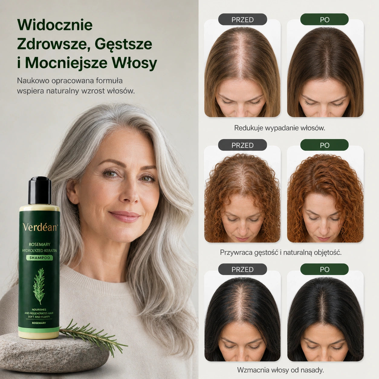Verdéan™ Szampon Rozmarynowy | Naturalnie wzmacnia, zwiększa objętość i pielęgnuje włosy