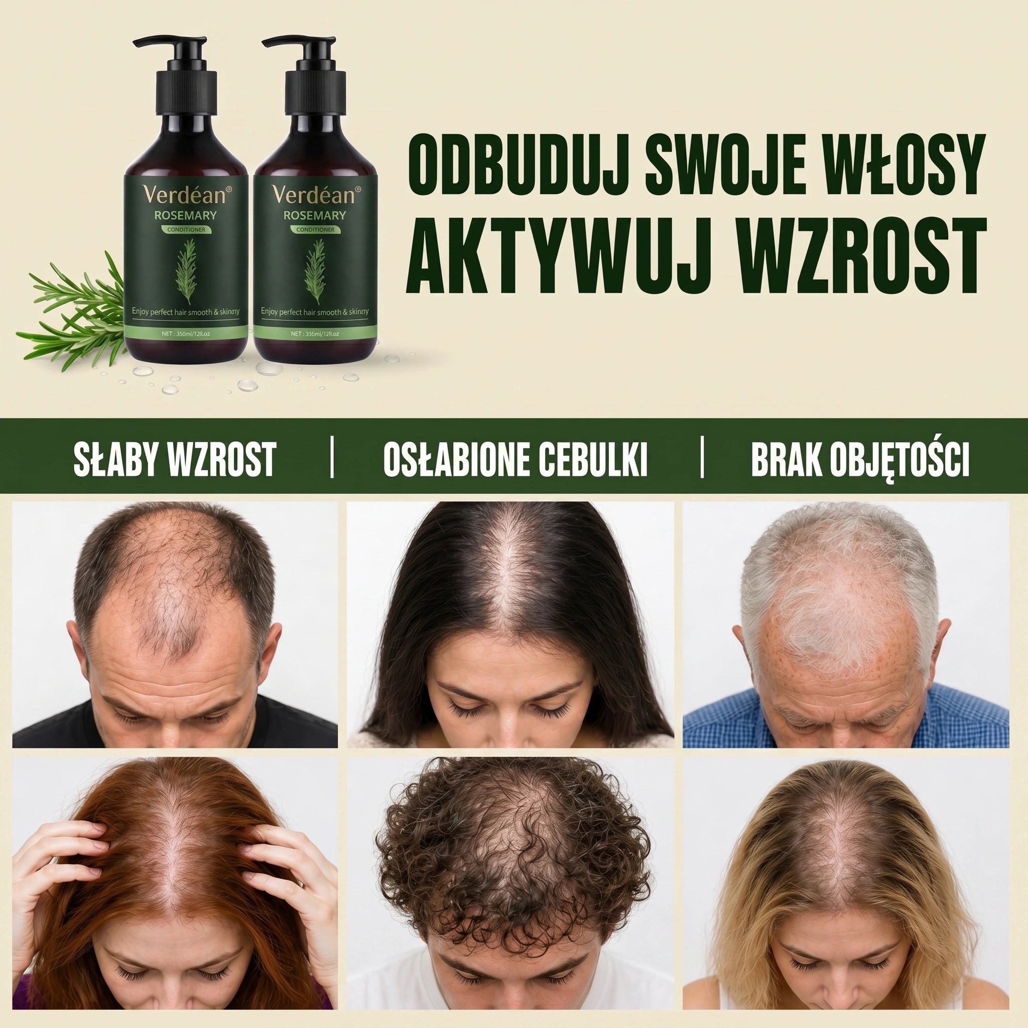 Verdèan™ Odżywka Rozmarynowa | Wzmacnia włosy, przywraca gęstość i zdrowy wygląd