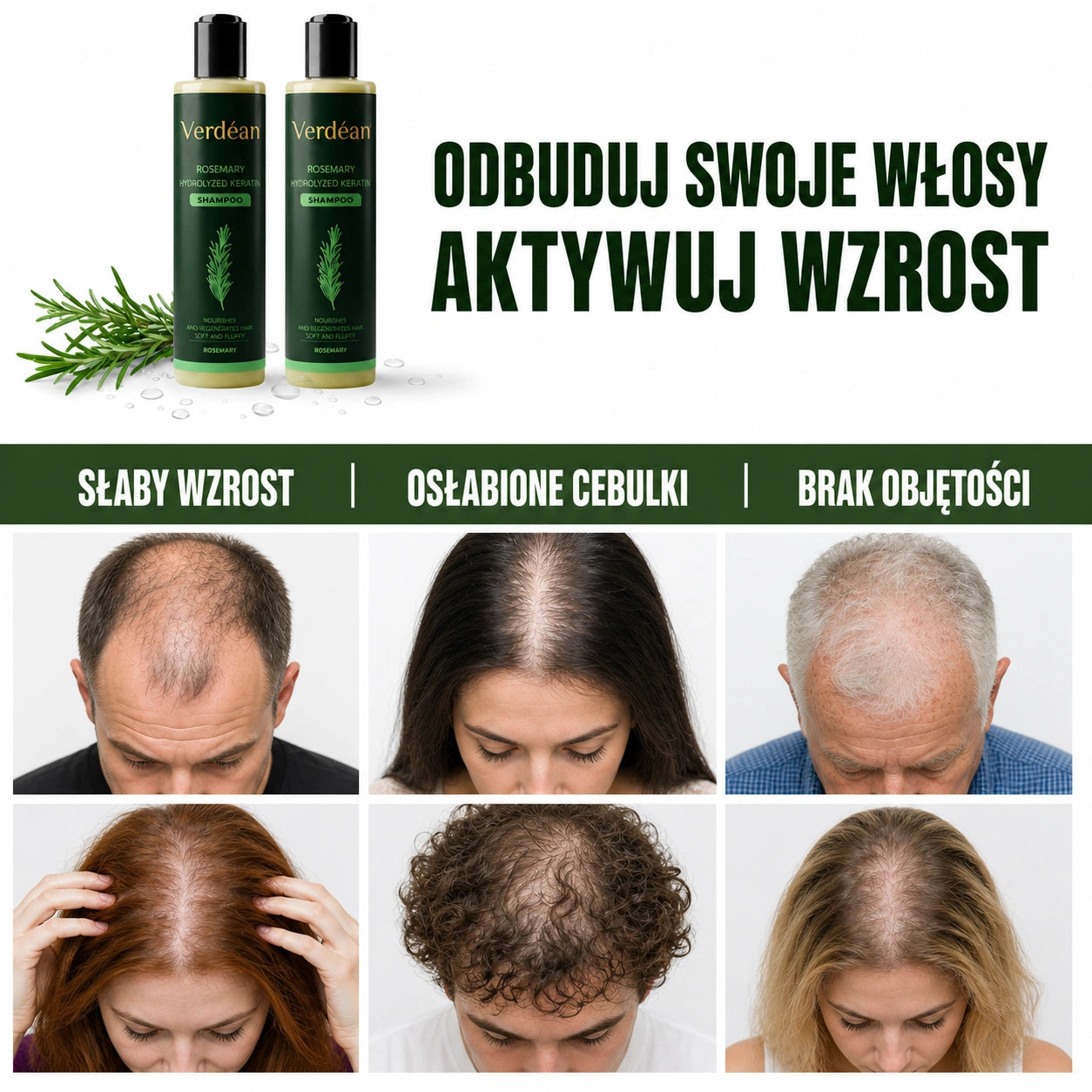 Verdéan™ Szampon Rozmarynowy | Naturalnie wzmacnia, zwiększa objętość i pielęgnuje włosy